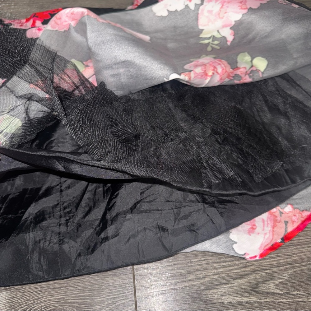B. Darlin 2 Pc Lace Floral Black Pink Cocktail Party Prom Dress 11/12 Sequins - Picture 4 of 15